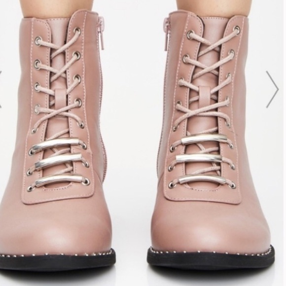 Qupid Shoes - Dolls Kill Qupid Dusty Rose Pink Mauve Boots 7